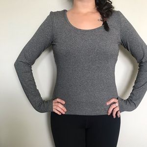 Grey long sleeve knit top